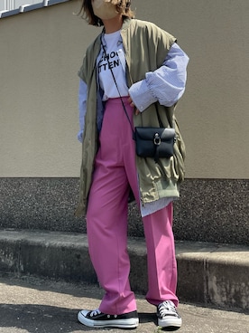 「Ungrid（アングリッド）のアイテム（スラックス）」を使った、きな☆ki_naさん（レディース・153cm）の春コーディネート