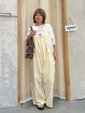「CIAOPANIC TYPY（チャオパニックティピー）の【AMALFI】ワンポイント刺繍アソートプリントTee（Tシャツ/カットソー、ホワイト系）」を使った、きな☆ki_naさん（レディース・153cm）の夏コーディネート