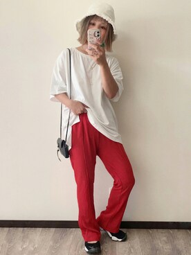 「GRL（グレイル）のアイテム（帽子）」を使った、きな☆ki_naさん（レディース・153cm）の夏コーディネート