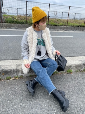 「ISOOK（アイスー）のアイテム（スウェット）」を使った、きな☆ki_naさん（レディース・153cm）の冬コーディネート