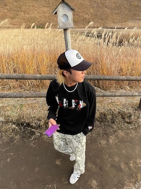 「MR.ENJOY DA MONEY（ミスターエンジョイダマネー）のアイテム（Tシャツ/カットソー、ブラック系）」を使った、sndさん（メンズ・172cm）の秋コーディネート