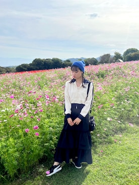 「ティアードスカート」｜「アイテム（ニットキャップ/ビーニー）」を使った、rikaさん（レディース・167cm）の秋コーディネート