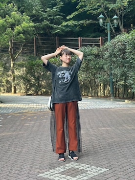「アイテム（パンツ、オレンジ系）」を使った、rikaさん（レディース・167cm）の秋コーディネート