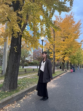 「アイテム（テーラードジャケット）」を使った、rikaさん（レディース・167cm）の冬コーディネート