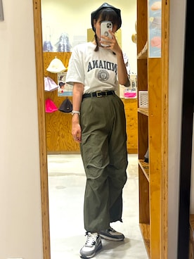 「14+（イチヨンプラス）のアイテム（ハンチング/ベレー帽）」を使った、rikaさん（レディース・167cm）の夏コーディネート