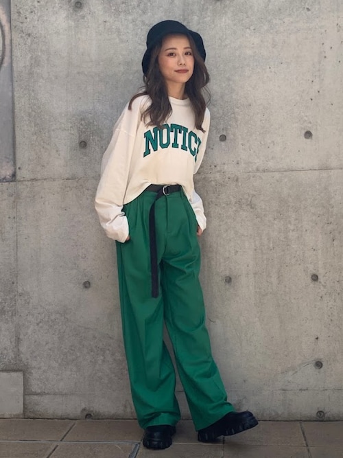 【2021A/W New Arrival】コットン100％ カラーロゴ刺繍ショート丈ロンT