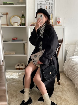 「韓国」｜「アイテム（トレンチコート）」を使った、moment+さん（レディース・154cm）の冬コーディネート