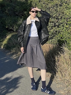 「韓国コーデ」｜「アイテム（ブルゾン）」を使った、moment+さん（レディース・159cm）の冬コーディネート