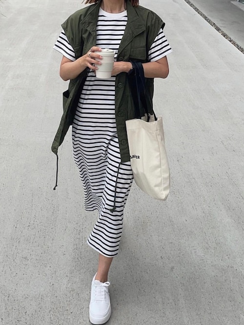 セール】綿100％無地＆ボーダー オープンバック半袖ワンピース