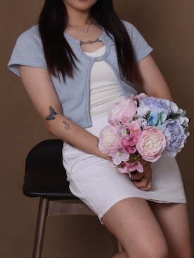 「アイテム（カーディガン/ボレロ）」を使った、Ami さん（レディース・144cm）の秋コーディネート