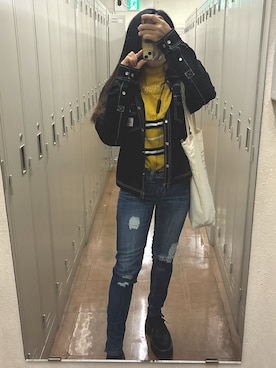 「アイテム（デニムジャケット）」を使った、Ami さん（レディース・144cm・20代）の冬コーディネート