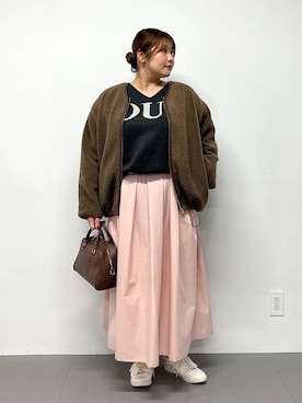「アイテム（ノーカラーコート）」を使った、まつさん（レディース・162cm）の秋コーディネート