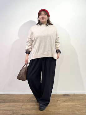 「きれいめ」｜「アイテム（ニットキャップ/ビーニー）」を使った、まつさん（レディース・162cm）の冬コーディネート