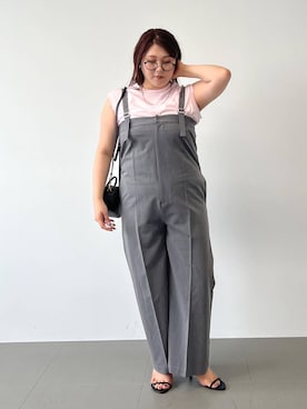 「Tシャツ」｜「アイテム（オールインワン・サロペット）」を使った、まつさん（レディース・162cm）の夏コーディネート