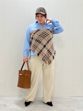 「アイテム（ストール/ショール）」を使った、まつさん（レディース・162cm）の秋コーディネート