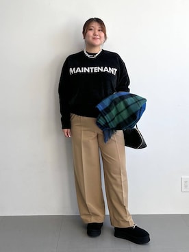 「アイテム（スリッポン）」を使った、まつさん（レディース・162cm）の冬コーディネート