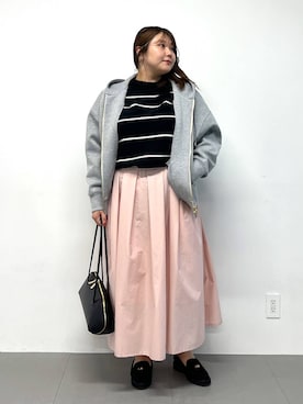 「アイテム（ブルゾン、グレー系）」を使った、まつさん（レディース・162cm）の秋コーディネート