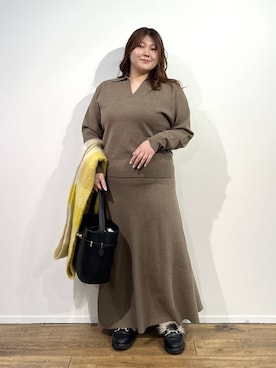 「アイテム（ストール/ショール）」を使った、まつさん（レディース・162cm）の冬コーディネート