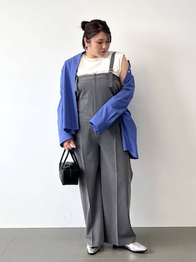 「アイテム（オールインワン・サロペット、グレー系）」を使った、まつさん（レディース・162cm）の秋コーディネート