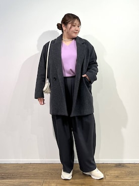 「体型カバー」｜「アイテム（ピーコート）」を使った、まつさん（レディース・162cm）の冬コーディネート