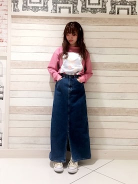 「merry jenny（メリージェニー）のアイテム（スウェット）」を使った、藤原美香さん（レディース・153cm）の秋コーディネート