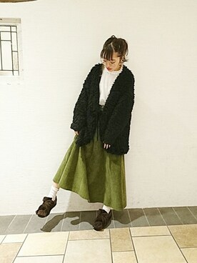 「merry jenny（メリージェニー）のアイテム（その他アウター）」を使った、藤原美香さん（レディース・153cm）の冬コーディネート