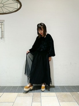 「merry jenny（メリージェニー）のアイテム（その他アウター）」を使った、藤原美香さん（レディース・153cm）の冬コーディネート