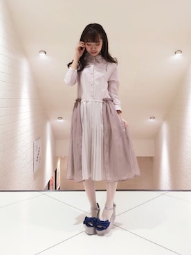「merry jenny（メリージェニー）のアイテム（シャツワンピース）」を使った、藤原美香さん（レディース・153cm）の冬コーディネート