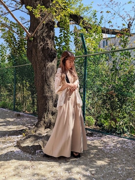 「merry jenny（メリージェニー）のクロストングサンダル（サンダル）」を使った、藤原美香さん（レディース・153cm）の春コーディネート