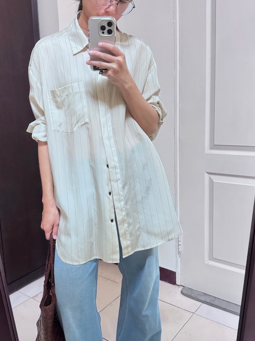 トップス TODAYFUL Stripe Silky Shirts Stripe Silky Shirts 上品な艶感とピンストライプ柄が魅力の