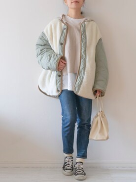 「ZOZO（ゾゾ）のスキニーデニムパンツ［WOMEN］（デニムパンツ）」を使った、chakoさん（レディース・155cm）の秋コーディネート