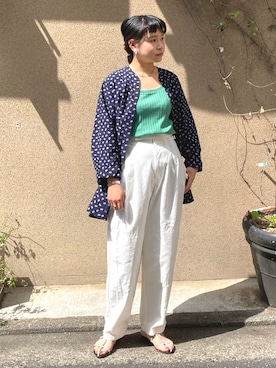 「FIL DE FER（フィルデフェール）のアイテム（タンクトップ）」を使った、suu.さん（レディース・152cm）の春コーディネート