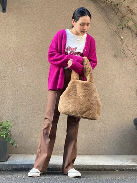 「FIL DE FER（フィルデフェール）のアイテム（スラックス）」を使った、suu.さん（レディース・152cm）の冬コーディネート