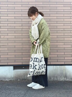 「INHERIT（インヘリット）のアイテム」を使った、ぷしゅさん（レディース・158cm）の冬コーディネート