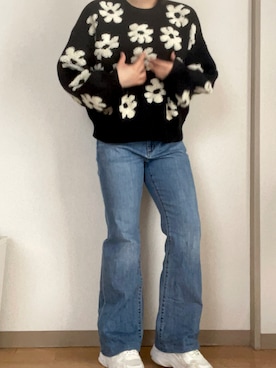 「moment+（モーメントプラス）のアイテム（ニット/セーター）」を使った、ぽんさん（レディース・159cm）の冬コーディネート