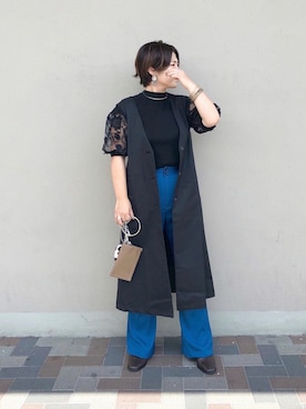 「オーガンジー」｜「アイテム（ブーツ）」を使った、yuyuさん（レディース・157cm）の秋コーディネート