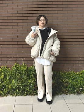 「DISCOAT（ディスコート）のアイテム（ブルゾン）」を使った、yuyuさん（レディース・157cm）の秋コーディネート