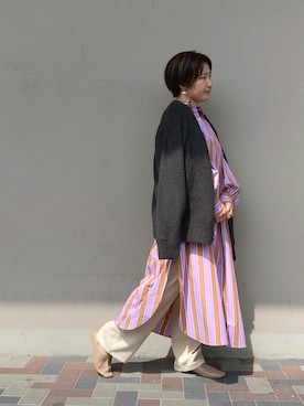 「秋トレンド2021」｜「アイテム（シャツワンピース）」を使った、yuyuさん（レディース・157cm）の秋コーディネート