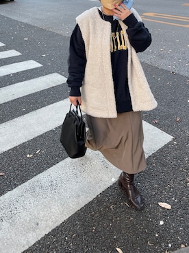 「DISCOAT（ディスコート）のアイテム（スウェット）」を使った、yuyuさん（レディース・157cm）の冬コーディネート