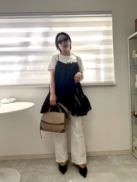 「Re:EDIT（リエディ）のアイテム（トップス）」を使った、momoさん（レディース・154cm）の春コーディネート