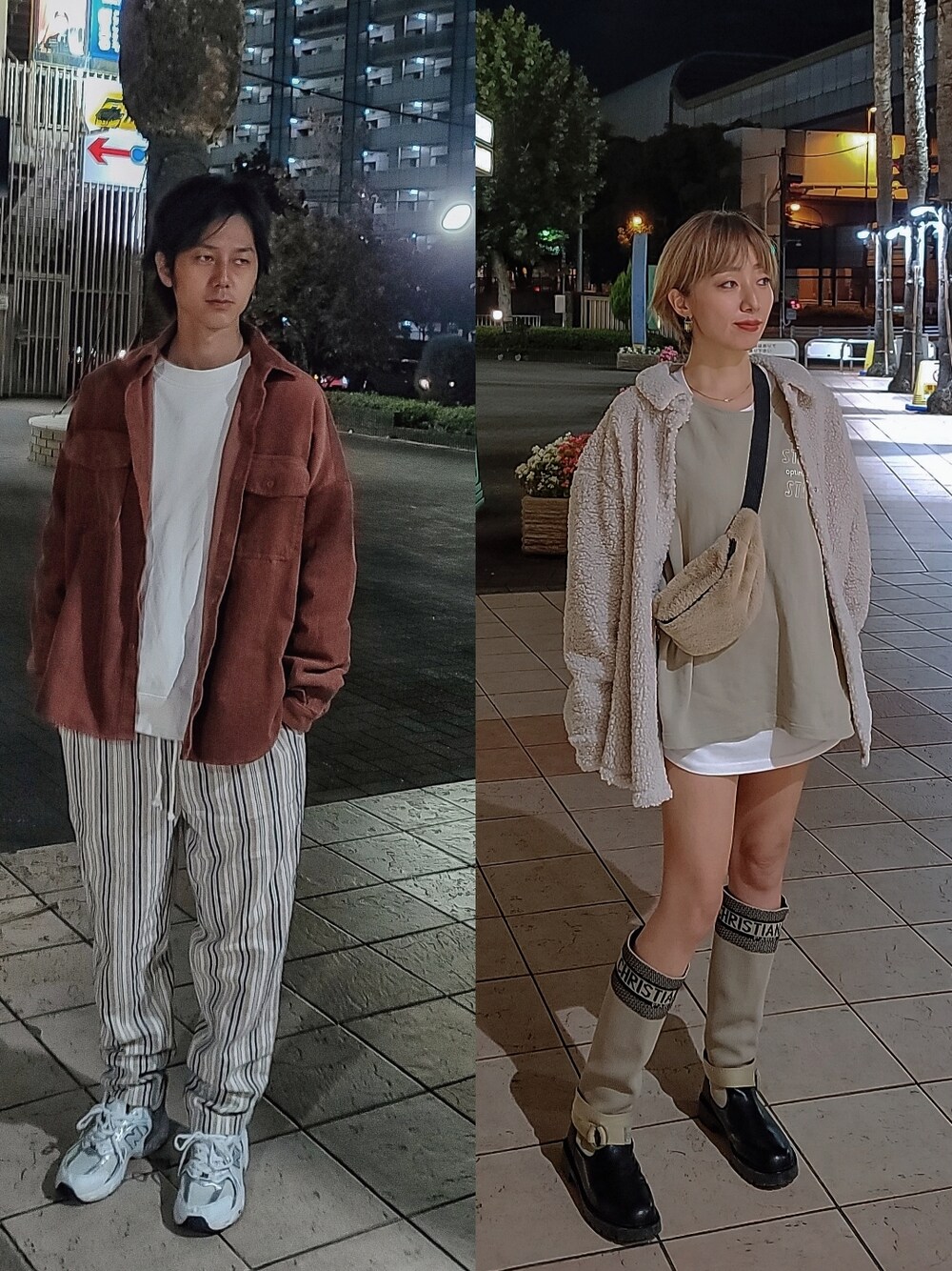 「アラフォー、アラフィフ、コーデュロイジャケット、ストライプパンツ、ゆるコーデ、大人カジュアル、オトナカジュアル、ブーツスタイル、秋服コーデ、ブーツ、WEGO、40代ファッション、ビッグシルエット、カジュアルコーデ、モコモコアウター」｜「WEGOのアイテム（ジャケット/アウター、ブラウン系）」を使った、インスタ→bz178koshu47さん（レディース・160cm）の秋コーディネートの1枚目の写真