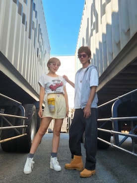 「H&M（エイチ・アンド・エム）のノースリーブパーカー（その他アウター）」を使った、インスタ→bz178koshu47さん（レディース・160cm）の夏コーディネート