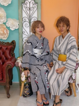 「浴衣」｜インスタ→bz178koshu47さん（レディース・160cm）の秋コーディネート