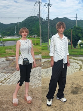 「アイテム（レギンス/スパッツ）」を使った、インスタ→bz178koshu48さん（レディース・160cm）の夏コーディネート