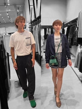 「ネットで購入のアイテム（パンツ、ブラック系）」を使った、インスタ→bz178koshu48さん（レディース・160cm）の夏コーディネート