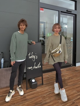 「アイテム（ボディバッグ/ウエストポーチ）」を使った、インスタ→bz178koshu47さん（レディース・160cm）の秋コーディネート