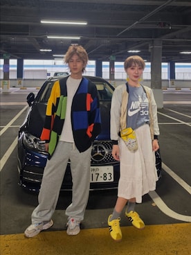 「SHEINのアイテム（カーディガン/ボレロ、その他）」を使った、インスタ→bz178koshu48さん（レディース・160cm）の春コーディネート