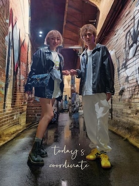 「アイテム（ライダースジャケット）」を使った、インスタ→bz178koshu47さん（レディース・160cm）の秋コーディネート