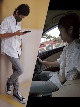 「roshell（ロシェル）のアイテム（パンツ）」を使った、インスタ→bz178koshu47さん（メンズ・170cm）の秋コーディネート