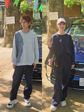 「ネットで購入のロゴキャップ（キャップ、ホワイト系）」を使った、インスタ→bz178koshu48さん（レディース・160cm）の春コーディネート